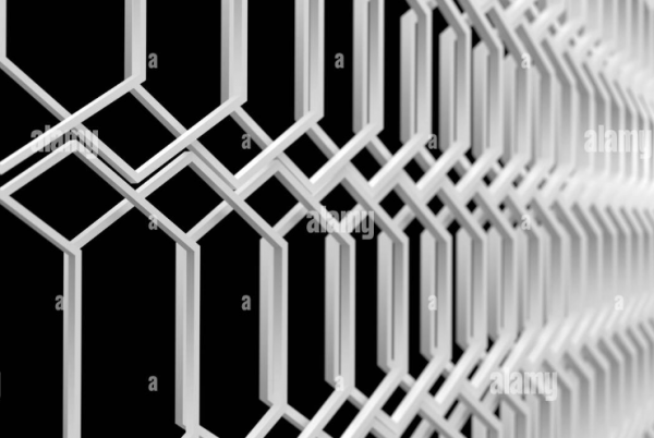 Pagar dengan motif geometris yang berulang